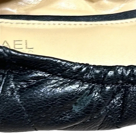 Micheal Kors  shoes,women sz 7, black ballet flats ,MK  metal logo ,quilt look - Picture 14 of 14